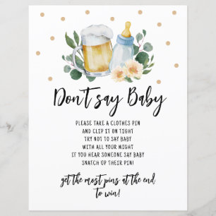 Baby Is Brewing Greenery Don't Say Baby sign Game