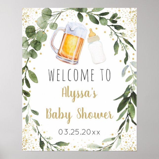 Baby Is Brewing Greenery Welcome Sign (Front)