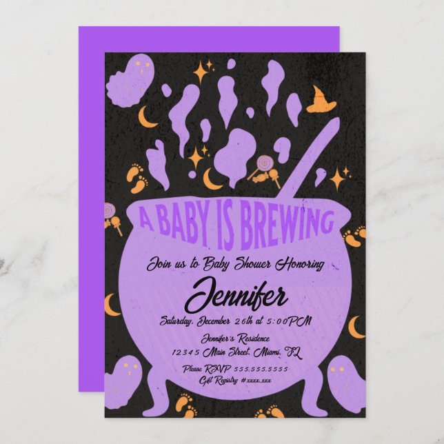 Baby is Brewing Groovy Retro Baby Shower  Invitation (Front/Back)