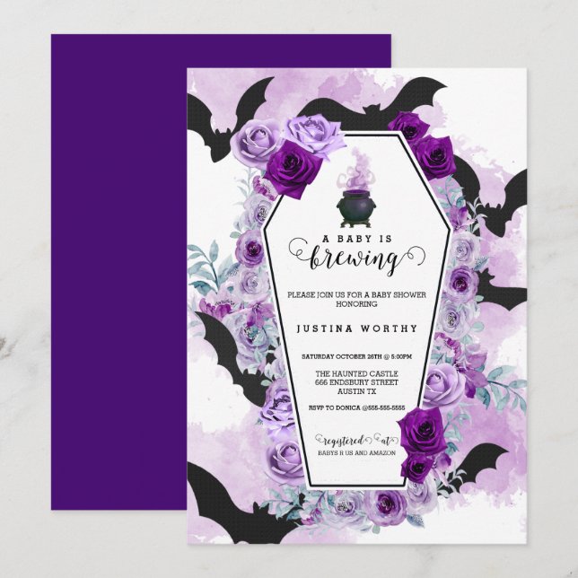 Baby is Brewing Halloween Baby Shower Invitation (Front/Back)