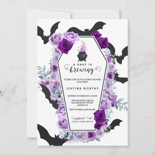 Baby is Brewing Halloween Baby Shower Invitation (Front)
