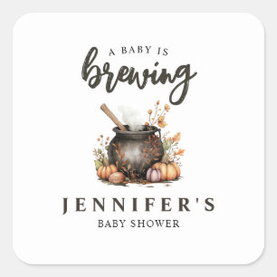 Baby Is Brewing Halloween Baby Shower Square Sticker