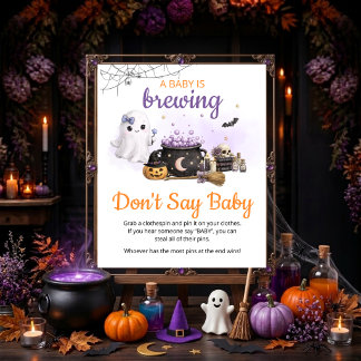 Baby Is Brewing Halloween Don't Say Baby Sign