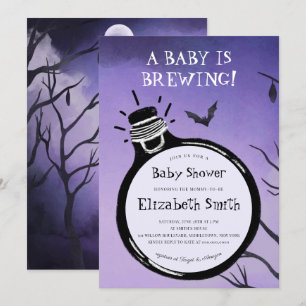 Baby Is Brewing Halloween Fall Autumn Baby Shower Invitation