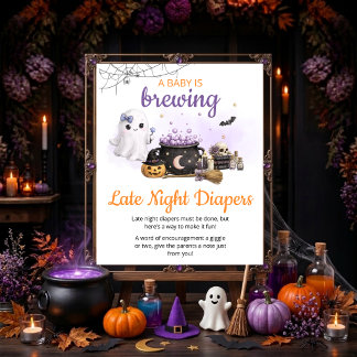 Baby Is Brewing Halloween Late Night Diapers Sign