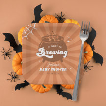 Baby Is Brewing Halloween Shower Plates