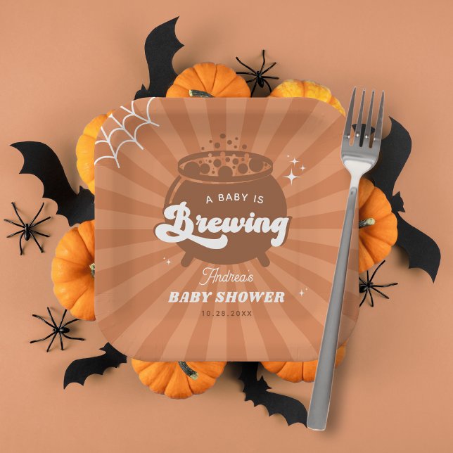 Baby Is Brewing Halloween Shower Plates (Creator Uploaded)