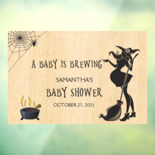 Baby is Brewing Halloween Witch Baby Shower Window Cling