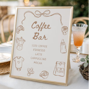Baby is Brewing Hand Drawn Baby Shower Coffee Bar Poster