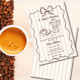Baby is Brewing Hand Drawn Coffee Baby Shower Invitation