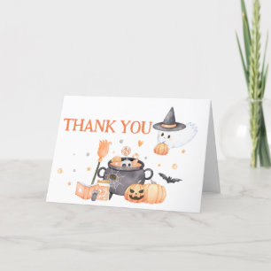 Baby is Brewing Orange Halloween Thank you Card