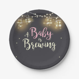 Baby is brewing Paper Plates Baby BaByQ Girl