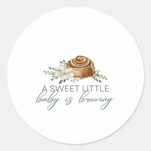 Baby is Brewing Pastry Classic Round Sticker (Front)