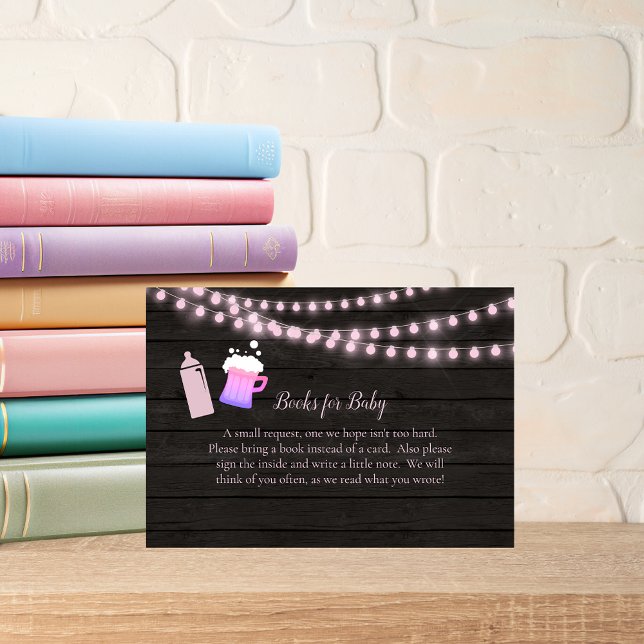 Baby Is Brewing Pink Baby Shower Books For Baby Enclosure Card (Creator Uploaded)