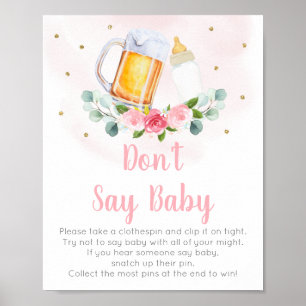 Baby Is Brewing Pink Floral Don't Say Baby Game Poster