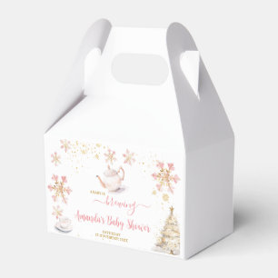 Baby Is Brewing Pink Winter Tea Party Baby Shower Favour Box