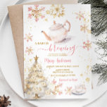 Baby Is Brewing Pink Winter Tea Party Baby Shower Invitation<br><div class="desc">EDITABLE A Baby Is Brewing Pink Tea Snowflake Baby Shower Invitation
Elegant Pink Christmas Tea Party White Floral Baby Shower Party
Tea With Mummy to Be Baby Shower Invitation</div>