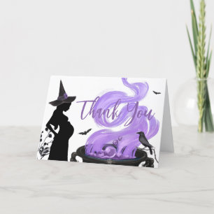 Baby is Brewing Purple Witch Baby Shower Thank You Card