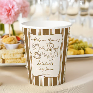 Baby is brewing retro coffee baby shower custom paper cups