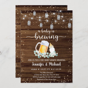 Baby Is Brewing Rustic String Lights Baby Shower Invitation