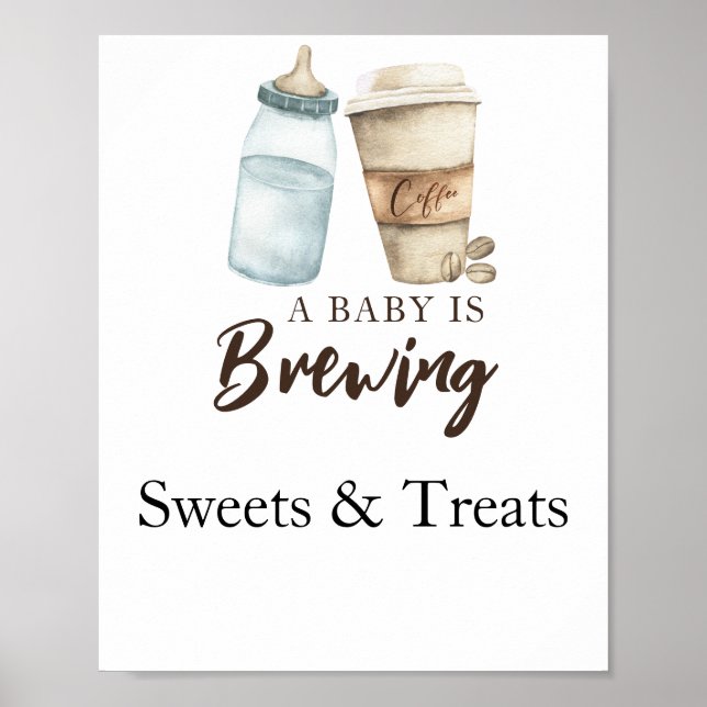 Baby is brewing Sweets and treats baby shower Poster (Front)