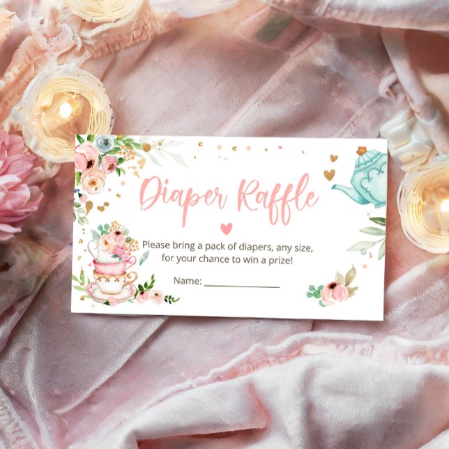 Baby is Brewing Tea Diaper Raffle Baby Shower Enclosure Card (Creator Uploaded)