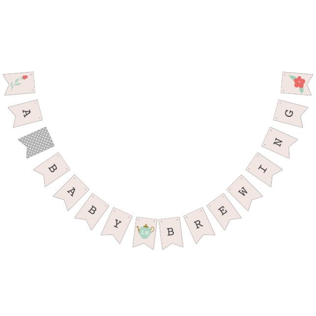 Baby Is Brewing | Tea Party Baby Shower Bunting (All)