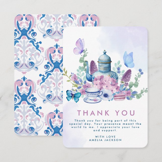 Baby is Brewing Tea party Baby shower  Thank You Card (Front/Back)