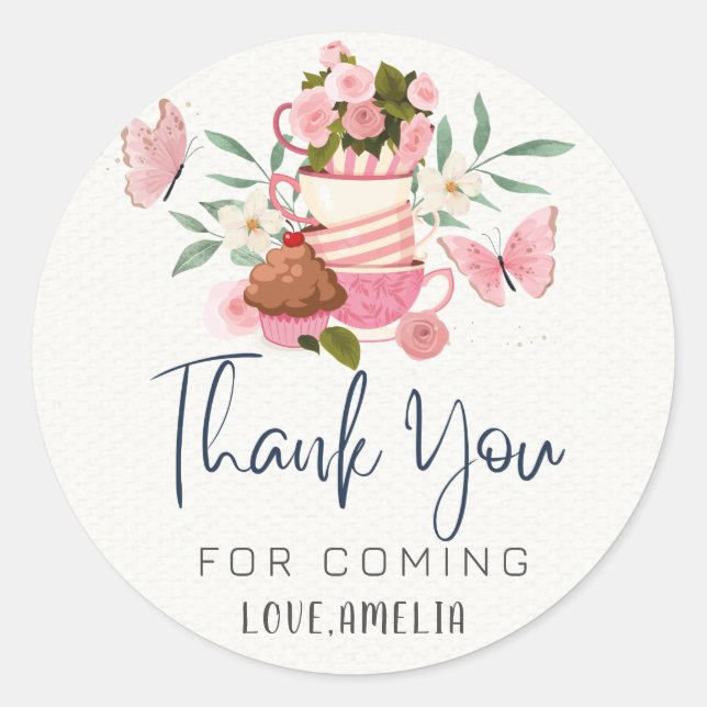 Baby is brewing tea party Baby shower Thank you Classic Round Sticker (Front)