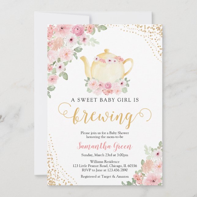 Baby is Brewing Tea Party Shower Invitation (Front)