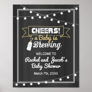 Baby is Brewing Welcome Shower Sign on Chalkboard