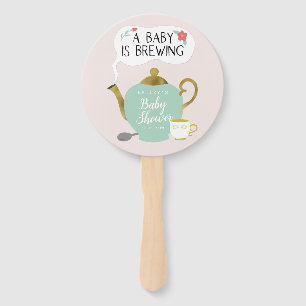 Baby Is Brewing Whimsical Tea Party Baby Shower Hand Fan