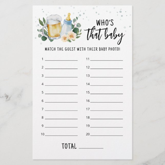 Baby Is Brewing Who's That Baby Photo Game (Front)