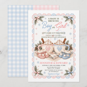 Baby Is Brewing Winter Hot Cocoa Gender Reveal Invitation