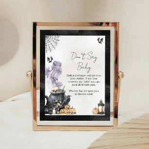 Baby is Brewing Witch Cauldron Don't Say Baby Sign
