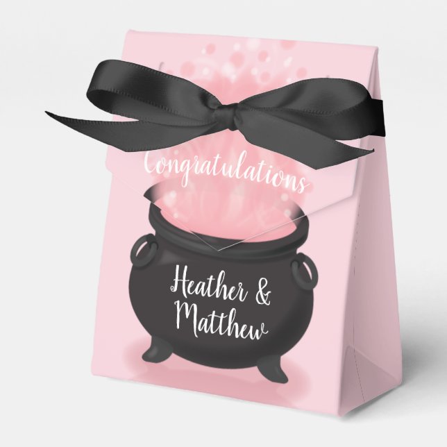 Baby is Brewing Witch Shower Gothic Pink Girl Favour Box (Front Side)