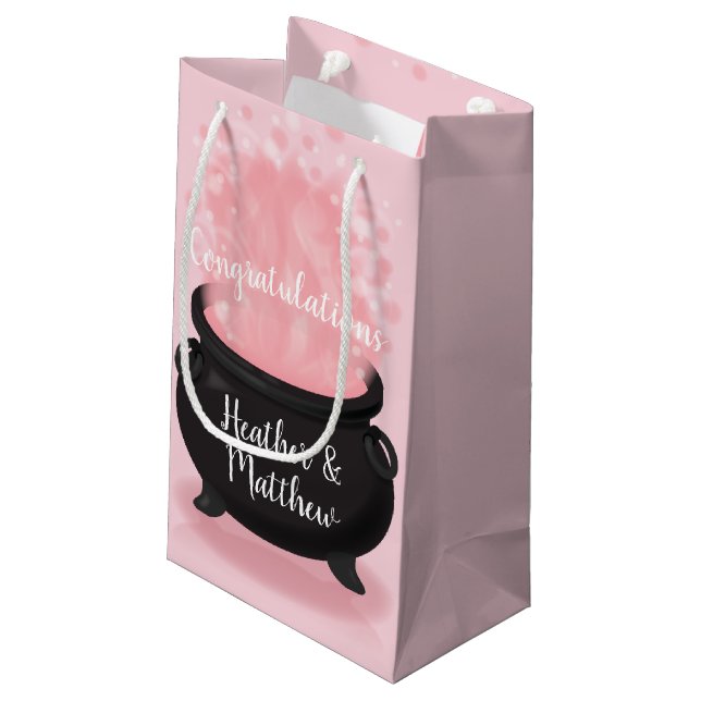Baby is Brewing Witch Shower Gothic Pink Girl Small Gift Bag (Back Angled)