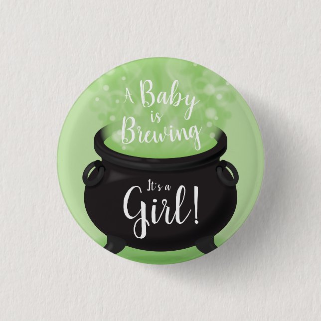 Baby is Brewing Witch Shower Halloween Cauldron 3 Cm Round Badge (Front)