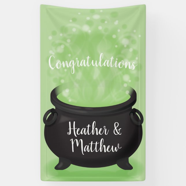 Baby is Brewing Witch Shower Halloween Cauldron Banner (Vertical)
