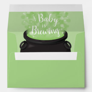 Baby is Brewing Witch Shower Halloween Cauldron Envelope