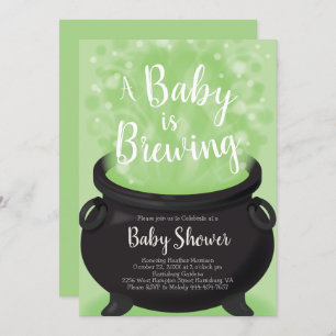 Baby is Brewing Witch Shower Halloween Cauldron Invitation