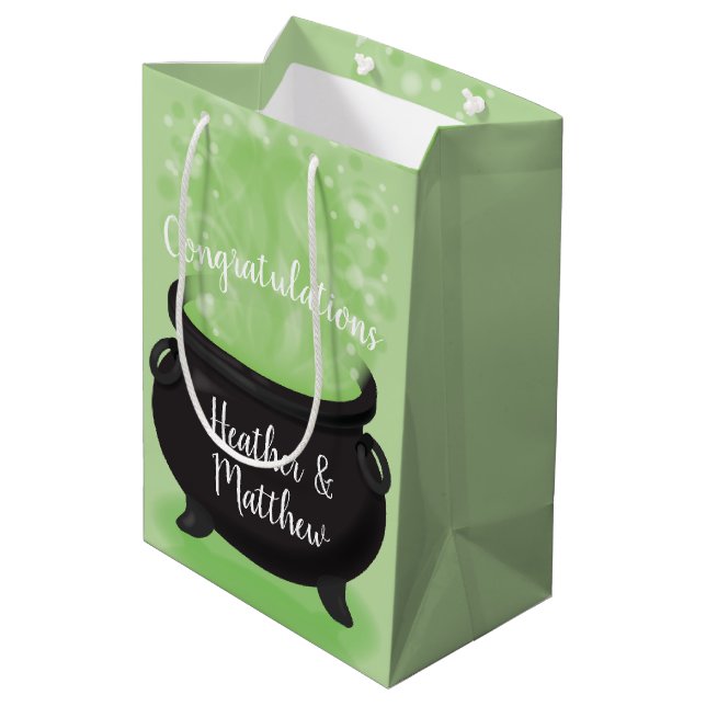 Baby is Brewing Witch Shower Halloween Cauldron Medium Gift Bag (Back Angled)