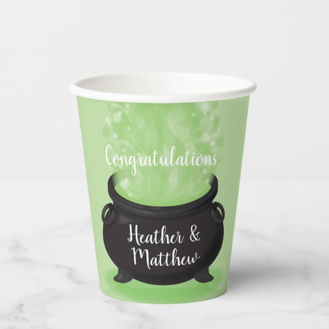 Baby is Brewing Witch Shower Halloween Cauldron Paper Cups (Front)