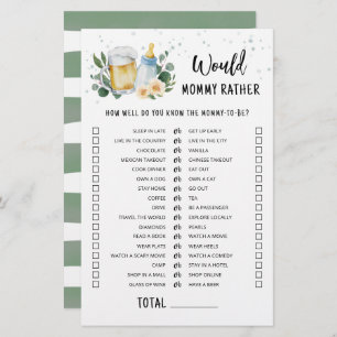 Baby Is Brewing Would Mummy Rather Game Greenery 