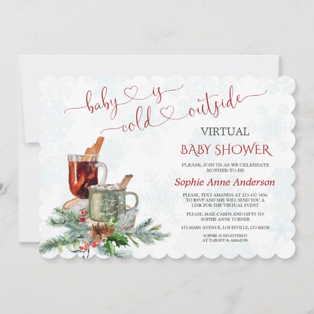 Baby Is Cold Outside Virtual Baby Shower By Mail Invitation (Front)