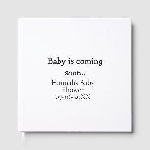 Baby is coming soon baby shower name date typewrit guest book