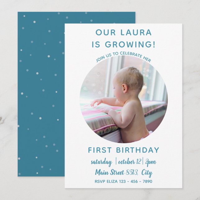 Baby is Growing - Simple Photo Invitation (Front/Back)