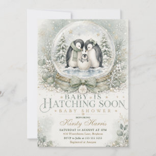 Baby Is Hatching Soon Winter Baby Shower Invitation