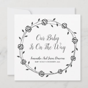 Baby Is On The Way Flower Bud Wreath Pregnancy Announcement