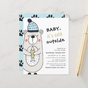 Baby it`s cold outside Bear Baby Shower Flyer